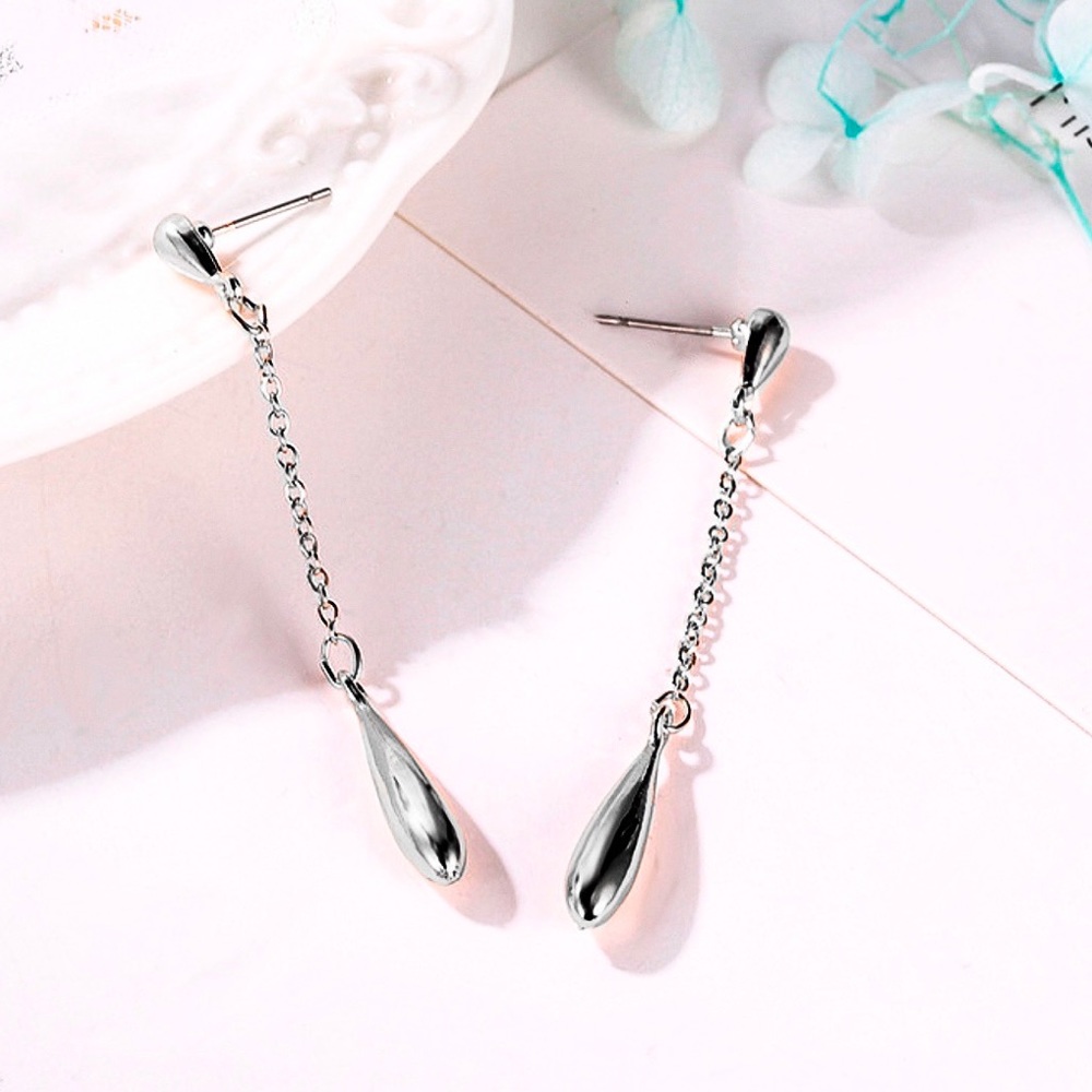 Any 2/$20! Silver Water Drop Stud Earrings - Picture 3 of 7